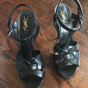 YSL black tribute sandals